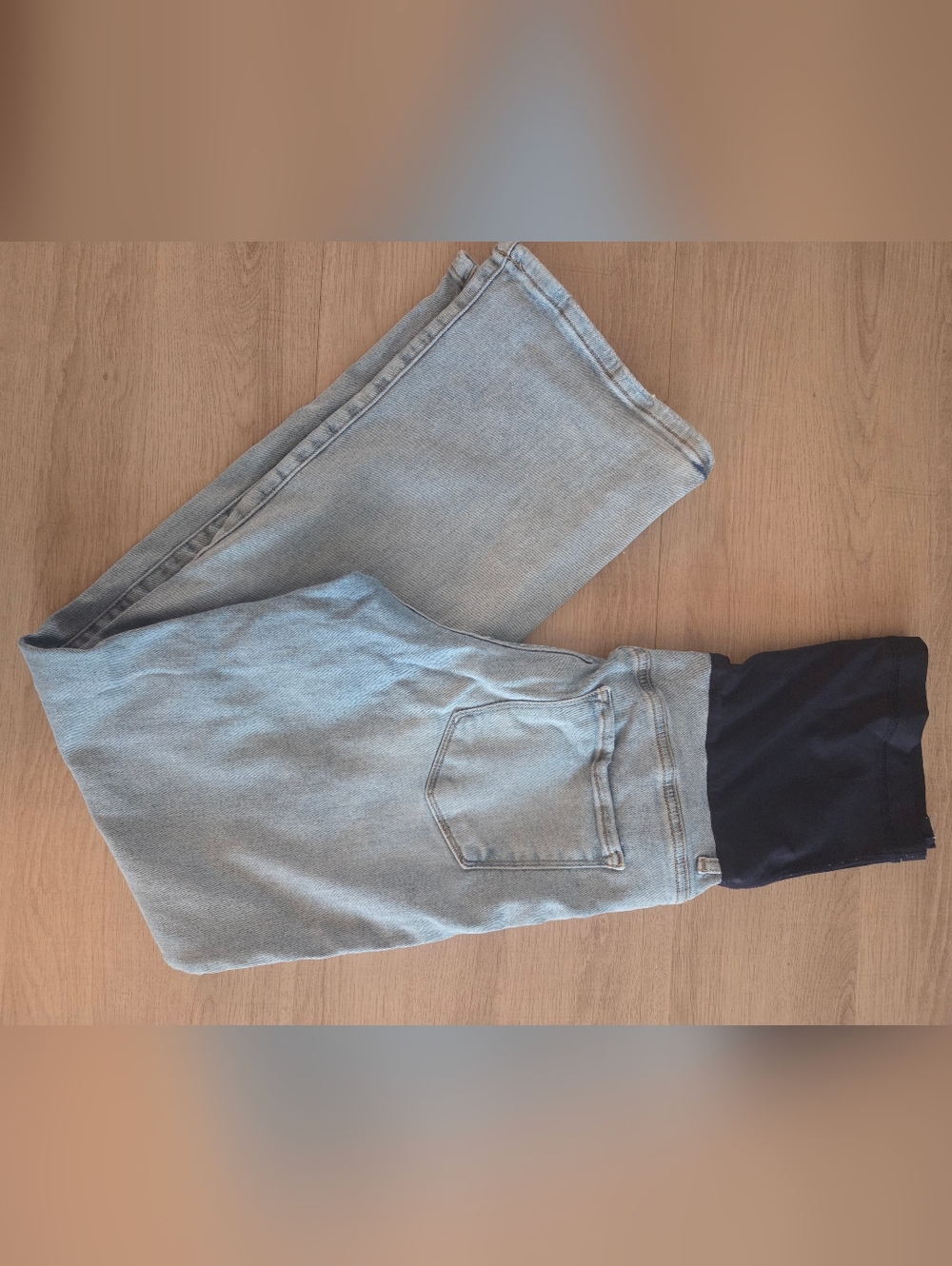 Pinkblush Light Wash Maternity Jeans with Dark Waist Panel
